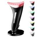 7 Color Light Therapy Facial Massager with Adjustable Vibration and Thermals for Wrinkles, Double Chin, Red Light Skin Care Tool with Base, Black