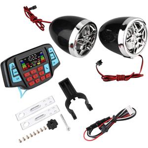 Qiilu Bluetooth Motorcycle Stereo Speakers,Waterproof Motorcycle BT MP3 Player o Stereo Speaker System USB Memory Card Carrier