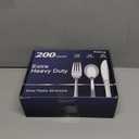 200 Count Heavy Duty Silver Plastic Silverware, 100 Forks, 50 Spoons, 50 Knives, BPA-Free, Heat Resistant, Disposable Plastic Utensils Set Cutlery Set, Plasticware Bulk