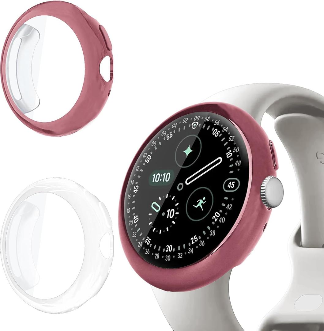 Liuyuxi 2 Pack Soft TPU Case Compatible with Google Pixel Watch 4 45mm, Anti-Scratch High-Definition Clear Cover with All-Around Protection for Pixel Watch 4 Smartwatch.