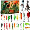 Fishing Advent Calendar 2025 for Adults, 24 Day Christmas Countdown with Spooky Fishing Lure Baits, Xmas Surprise Gifts for Men Fishermen Father Boyfriend Outdoor Lover