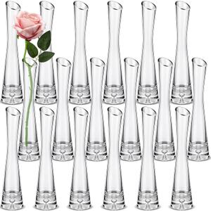 Lallisa Set of 18 Tall Glass Bud Vase for Centerpieces Single Skinny Rose Vase Bulk for Flower, Wedding Party Event Home Office Table Decor(9.84" H x 2.36" W)