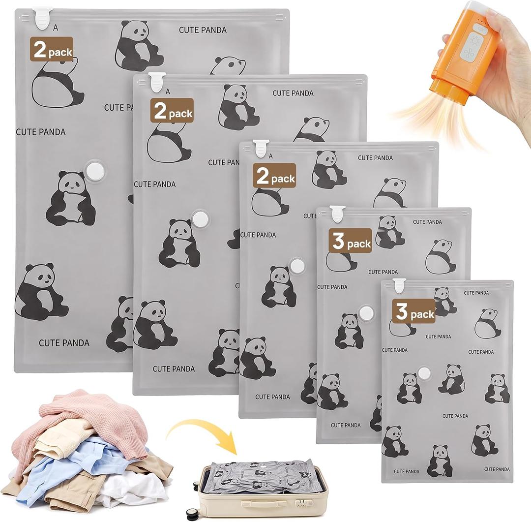 Vacuum Storage Bags with Cordless Pump for Travel & Clothing