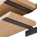 Shelf Brackets Floating Shlef Brackets 8-Inch 6-Packs, 1/5-Inch Thick Heavy Duty Shelving Brackets for Wood Shelves, 8" Hidden Black Metal L Bracket Shelf Bracket Supports with 160 Lbs Load Capacity (8 Inch)
