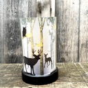 Rustic Deer LED Lantern Tabletop Wildlife Silhouette Forest Scene Night Light Cabin Lodge Lighting Decor