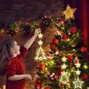 Hqyib 3 PCS Christmas Window Lights Decorations, Battery Powered Hanging Warm Lighted Star, Bell & Christmas Tree Shaped Shaped String LED Indoor for Xmas Tree, Window, Fireplace