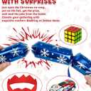 Melisheer Christmas Crackers, 12 Pack No Snap Christmas Party Favors with Snowflake Design, Xmas Poppers with Crown and Joke, Perfect for Christmas Gifts Xmas Table Holiday Party Supplies