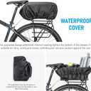 CXWXC Rear Bike Basket - Bicycle Rear Basket with Cargo Net and Waterproof Cover - Rear Mount Aluminium Bike Basket Large Capacity