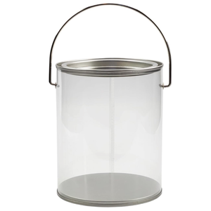 Cornucopia Brands Quart Size Clear Plastic Paint Cans (1-Pack, 5 in Tall); Faux Small Pails w/Bale for Crafts, Baby/Wedding Shower Decor, NOT Intended for Liquids/Heavy Objects