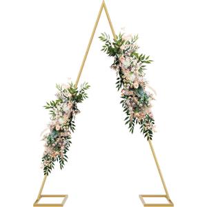 8.3FT Gold Triangular Balloon Arch Stand,Metal Wedding Arch Backdrop Stand,Triangular Arched Backdrop Frame for Baby Shower,Valentine,Graduation Ceremony Decoration