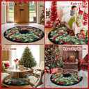 U'Artlines Christmas Washable Round Area Rug 6ft Bell Leaves Laundry Rug Runner Non Slip Soft Throw Rugs Carpet for Entryway Living Room Bedroom Black