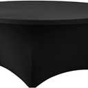 Black 60 Inch 5 Ft Round Tight Fit Stretch Spandex Tablecover for Weddings, Banquets, Parties