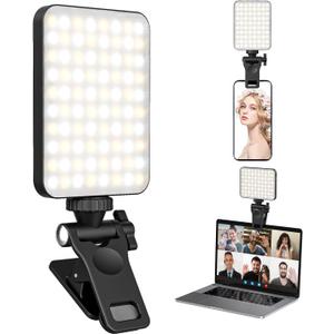 XINBAOHONG Rechargeable Selfie Light, Clip Fill Light for Phone Laptop Tablet Portable Light for Video Conference Live Streaming Zoom Call Makeup Picture (Black)