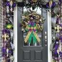 Purple Green Glitter Plaid Mardi Gras Bows for Wreaths - Large Mardi Gras Decor for Home Garden Indoor Outdoor Decoration