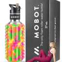 MOBOT Portable Travel Foam Roller Water Bottle with Sip Straw, Stainless Steel Screw Lid | Insulated Sports Water Bottle and Foam Rollers for Yoga, Workout, Home Gym, & Exercise, Juicy (27 oz) (23.7 Ounces)