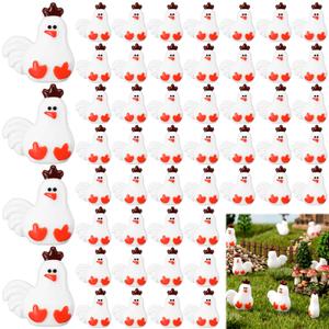 4 x Suzile 50 Pcs Mini Resin Chicken Figurine Mini Hen Decor Miniature Chickens Figurine Ornament Farm Animals Model for Garden Moss Landscape Farmhouse Home Decoration DIY Crafts (Cute)