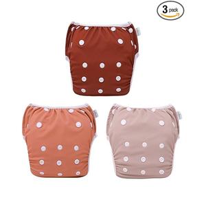 Babygoal Swim Diapers 3 Pack for 8M-3T Infant and Toddler, Reusable Adjustable Washable for Baby Swimming Lessons, M