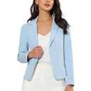 Allegra K Women's Dressy Casual Blazer Open Front Office Work Business Lightweight Crop Suit Blazers X-Small Sky Blue-Solid