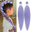 Long Purple Braiding Hair 24 Inch Pre Stretched Synthetic Braiding Hair Extensions for Braids Rumi Purple Hair Extensions Yaki Texture for Stage Party Halloween Costume Cosplay 2 Packs