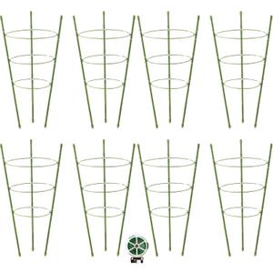 8 Pack Tomato Cage Plant Support Cages for Garden, 18 inches Tomato Trellis for Climbing Plants, Upgrade Garden Plant Stakes with Adjustable Ring, Tomato Rings for Support