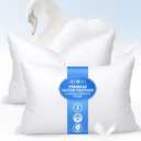 zibroges Feather Pillows Queen Size Set of 2  Goose Down Hotel Bed Pillow for Sleeping, Soft 600 Thread Count Cotton Cover, Fluffy Support Surround Fill Polyester for Side, Back, Stomach Sleepers