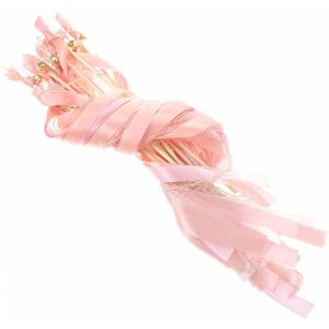 10pcs Wedding Fairy Wands Bells Fabric Wood Elegant Decor for Parties Performances (60X1.5CM, As Shown1)