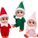 JOYIN Christmas 3PCS Tiny Elf Doll Christmas with 1 red,1 Green and 1 Pink elf Doll,Holiday Decoration Accessories Tiny Gift for Girls Boys Kids Adults