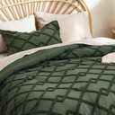 Bedsure Boho Comforter Set Queen - Olive Green Tufted Queen Size Comforter, 3 Pieces Farmhouse-Style Embroidery Bed Set, Soft Fluffy Geometric Pattern Bedding for All Seasons