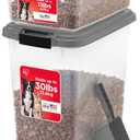 IRIS USA Dog Food Storage Container, 30 lbs & 11 lbs Combo, Cat Food Storage Container, Dog Treat Container, Airtight, Stackable, 2-Cup Scoop, Wheels, Easy Mobility, Dark Gray