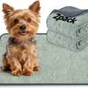 LOOBANI Washable Pee Pads for Dogs: 2 Pack Super Absorbent Reusable Puppy Pads, Leakproof and Waterproof Dog Training Pads Whelping Pads for Potty, Floor, Crate, Couch Bed and Travel, 18"x24" (Green Dog Element)