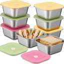 8 Pack 24oz 304 Sandwich Containers Stainless Steel Sandwich Box with Airtight Lids Reusable Metal Food Storage Container Lunch Boxes Freezer Dishwasher Safe for Fruits Snacks Picnic