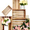 Wooden Crates for Display Large Rustic Nesting Wooden Basket with Handle, Farmhouse Wood Crate for Storage and Container, 5 Size Multipurpose Wood Basket for Fruits Vegetables Boxes XL