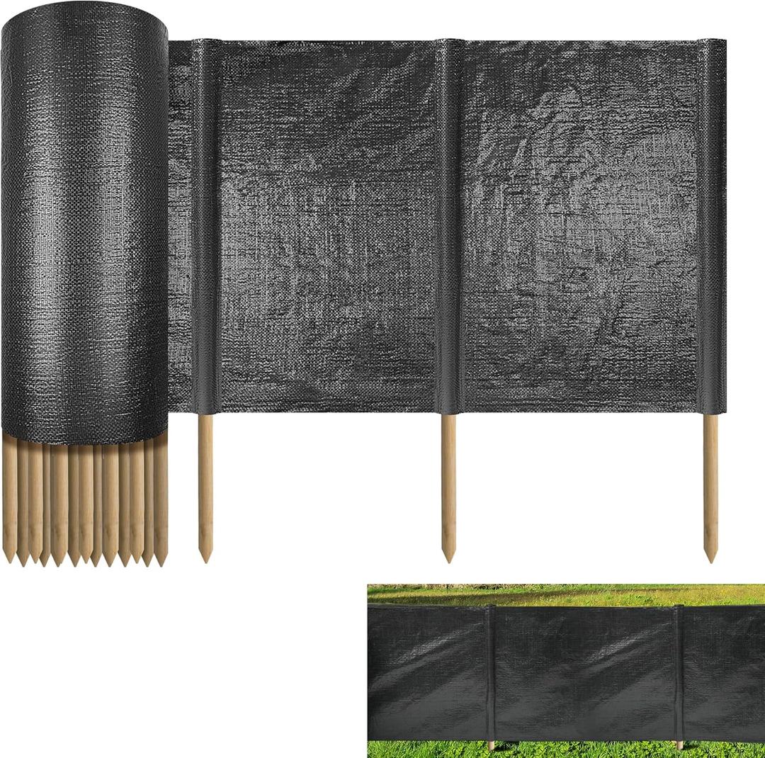 Silt Fence with Stakes - 200 x 3ft, Black Erosion Silt Fence Fabric Including 20 Wooden Stakes, Heavy Duty Silt Fencing Erosion Barrier for Construction Sites, Farms, Landscape, Yards Silt Fence with Stakes - 200 x 3ft, Black Erosion Silt Fence Fabric Including 20 Wooden Stakes, Heavy Duty Silt Fencing Erosion Barrier for Construction Sites, Farms, Landscape, Yards