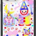 Wildflower Cases - Compatible with iPhone 15 Pro Max | Protective Black Bumper, 6.5ft Drop Test Certified, Women Owned Small Business | Circus Stars Moon Aesthetic Trendy Cute | Clown Around