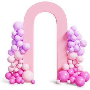 Peomeise 7.2FT Spandex Open Arch Backdrop CoverU-Shaped 2-Sided Backdrop CoverRound Top Chiara Stand Cover for Birthday Party Wedding Ceremony Baby Shower Decoration, Pink