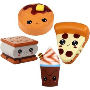 Anboor 4 Pcs Squishies Smore Waffle Cake Pizza Coffee Cup Kawaii Scented Soft Slow Rising Squeeze Stress Relief Kids Toy