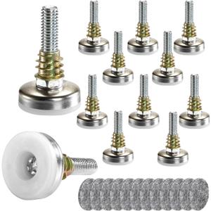 Coloch 12 Pack Adjustable Furniture Levelers, 3/8-16 Thread Heavy Duty Furniture Leveling Feet with Felt Pad T-nut Screw in Leveling Feet for Table, Chair, Bed, Sofa, Furnitures, Support 1320LBs