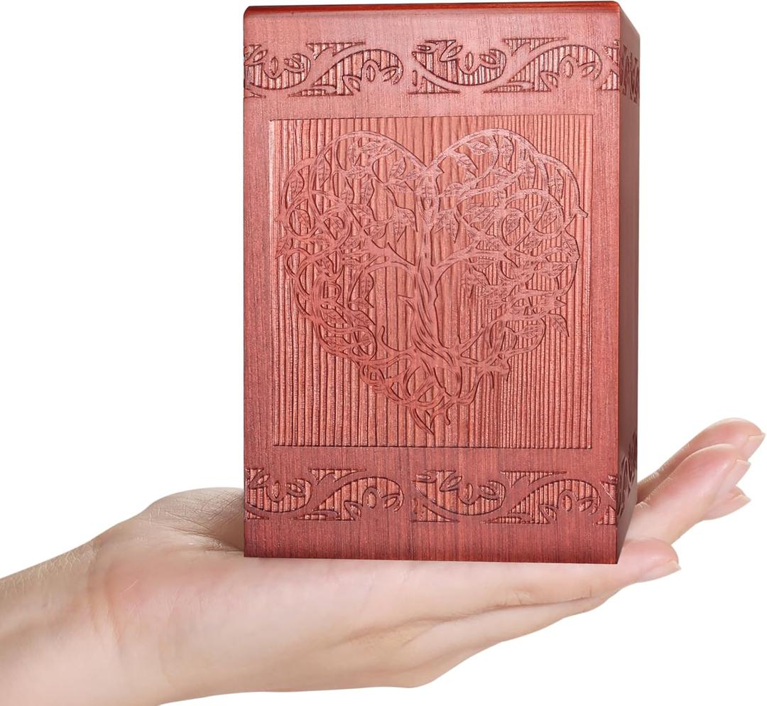 Wooden Cremation Urn for Human, Wood Handmade Engraved Decorative Box, Funeral Urns for Adult Male Female Burial or Memorial Keepsake, Urns for Ashes Men Women
