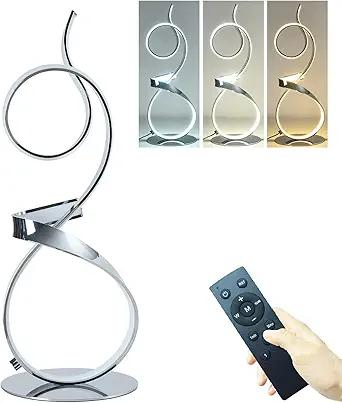 21inch 20W 2700LM Modern Upscale Desk Light 3 Color Wireless Remote Control Dimmer Table Lamp for Living Room,Bedroom (Chrome Finsh)