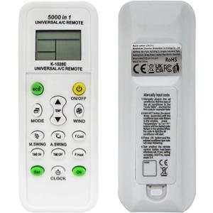 Universal AC Remote Control, 5000-in-1 Multi-Brand Compatible, K-1028E Model, LCD Display
