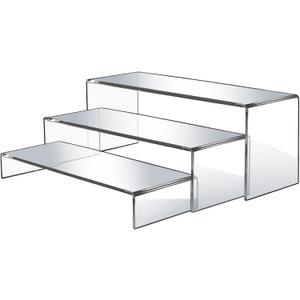 3 Pcs Large Acrylic Display Risers, 12" Large Risers Display Stands, 0.19" Thick Clear Risers Display Stands, Clear Rectangular Display Shelf for Showcase, Collectibles, Cupcake, Dessert