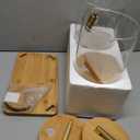 1.5 Gallon 2 PACK Glass Drink dispenser, Beverage Dispenser With Wood Stand, Lemonade Dispenser with Airtight Valve and Stainless Steel Spigot,Drink Dispenser for Parties