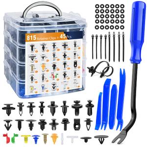 GOOACC 860Pcs Car Push Retainer Clips & Auto Fasteners Assortment -26 Most Popular Sizes Nylon Bumper Fender Rivets with 10 Cable Ties and Fasteners Remover for Toyota GM Ford Honda Chevy