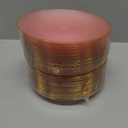 100PCS Transparent Pink Gold Plastic Plates, 7 Inch Heavy Duty Disposable Dessert Plate with Gold Rim, Round Appetizer/Salad Plates for Wedding, Party, Camping, Picnic