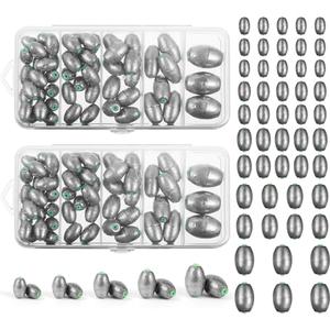 Poen 50 Pcs Egg Sinkers Fishing Sinkers Kit Removable Oval Shape for Drop Bass Worm Bullet Tackle Casting Saltwater Freshwater Fishing (1/8oz,1/4oz,3/8oz,1/2oz,1oz) Poen 50 Pcs Egg Sinkers Fishing Sinkers Kit Removable Oval Shape for Drop Bass Worm Bullet Tackle Casting Saltwater Freshwater Fishing (1/8oz,1/4oz,3/8oz,1/2oz,1oz)