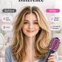Mini Travel Hair Dryer Brush, 2Inch Oval Blow Dryer Brush for Short to Medium Hair, Dual Voltage 120–240V Hot Air Brush with Ceramic Coating, Smooth Blowouts, Black &Pink