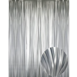 GOER 3.2 ft x 9.8 ft Metallic Tinsel Foil Fringe Curtains Party Photo Backdrop Party Streamers for Halloween,Birthday,Graduation,New Year Eve Decorations Wedding Decor (4 Packs,Black)