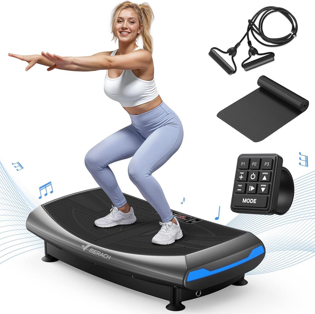 Merach 4D Vibration Plate Exercise Machine with 450lbs Capacity, 120 Speeds