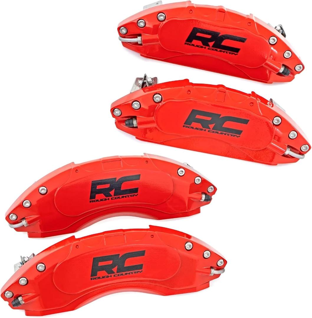 Rough Country Brake Caliper Covers for Toyota Tacoma (2024-2025) TRD Sport/TRD Off Road/Limited/TRD Pro - Red Corrosion Resistant Finish, Aluminum Front & Rear Brake Caliper Cover (Set of 4)