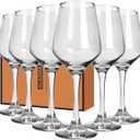 Crystal Wine Glasses Set of 6-12oz Long Stem Wine Glass, Clear Pretty Crystal Glassware, Hand Blown Drinkware, Unique Stemware Wine Glass Holiday Gift Set